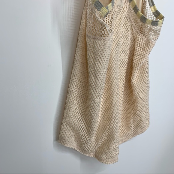Free People Movement Mesh Layer Cream Yellow Gray T-Back Muscle Tank Top Nwot Sm - Picture 8 of 15